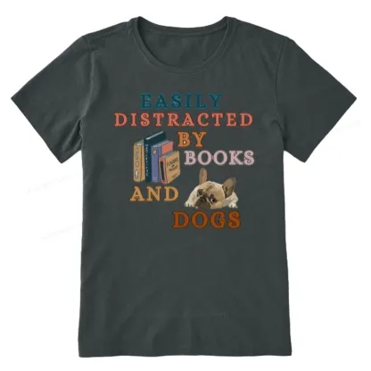 Pagewings Easily Distracted By Books And Dogs Unisex Classic T-shirt