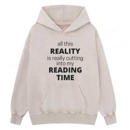 Pagewings All This Reality Is Really Cutting Into My Reading Time Unisex Washed Hoodie