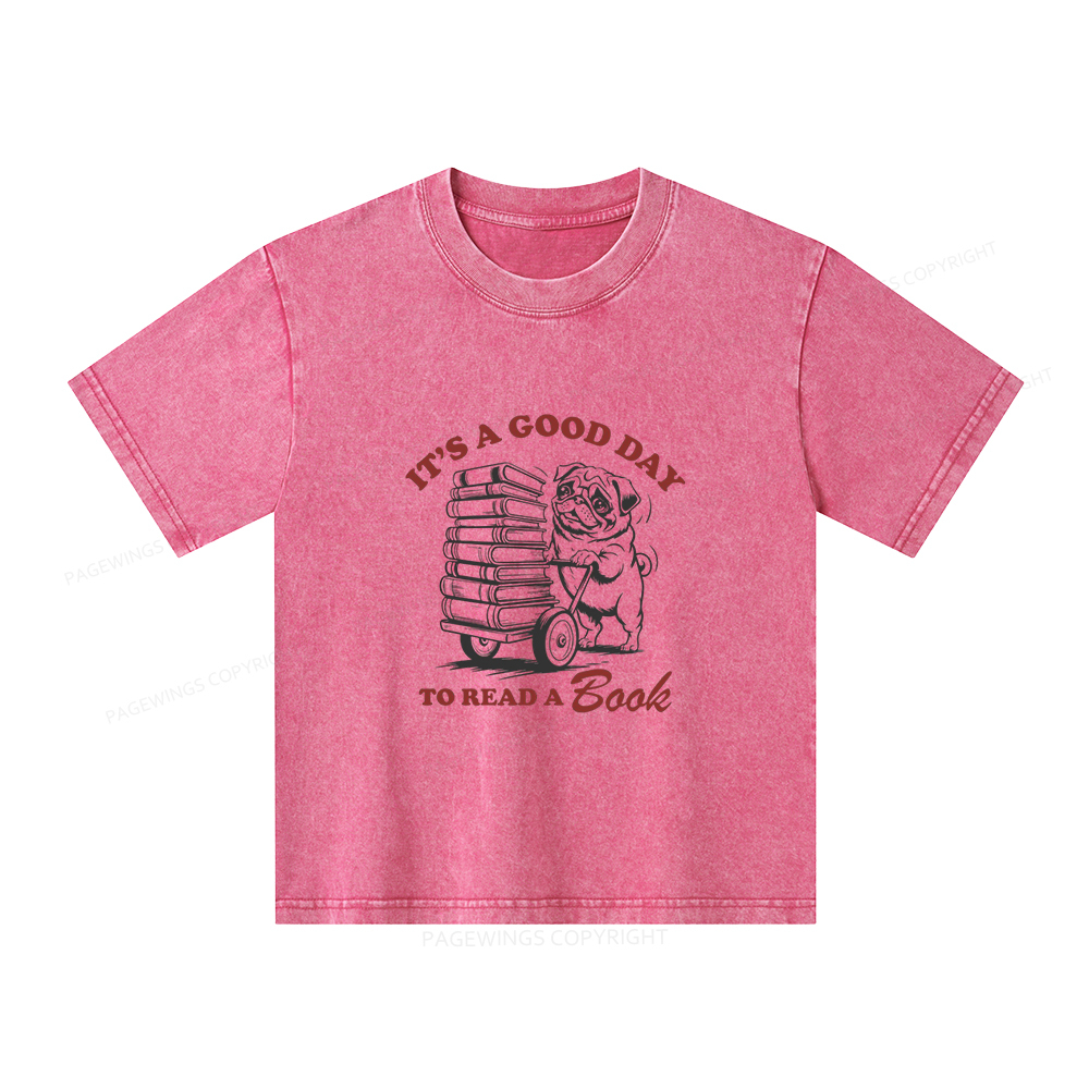 Pagewings It‘s A Good Day To Read A Book Unisex Kids Washed T-shirt
