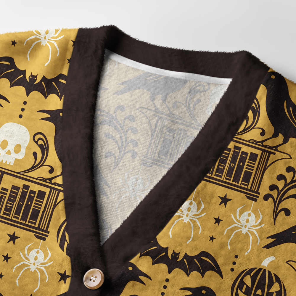 Pagewings Reading Crow Light Knit Unisex Cardigan Sweaters
