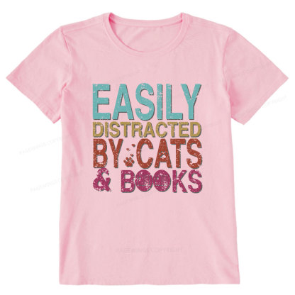 Pagewings Easily Distracted By Cats And Books Unisex Classic T-shirt