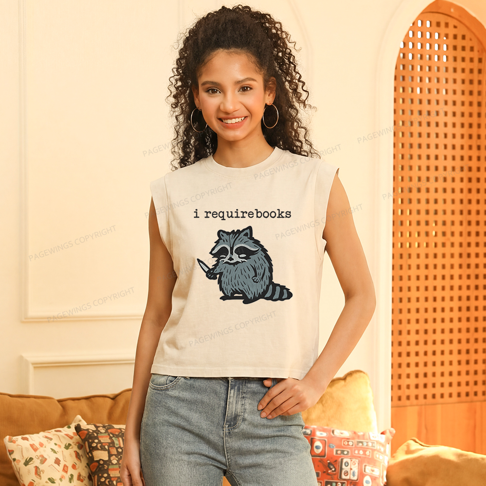 Pagewings I Require Books Women's Washed Tank Top