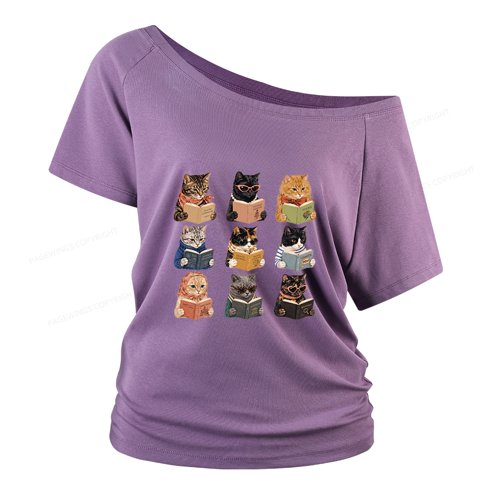 Pagewings Fashion Book Lover Women Off Shoulder T-shirts