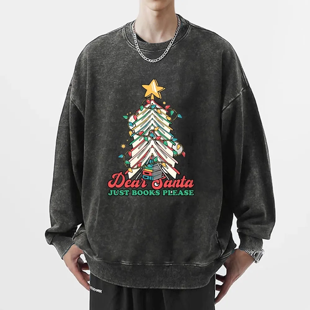 Pagewings Christmas Dear Santa Just Books Please Unisex Washed Sweatshirt
