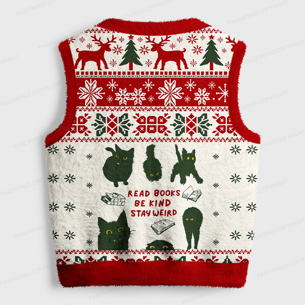 Pagewings Read Books Women's V-Neck Ugly Knit Vest