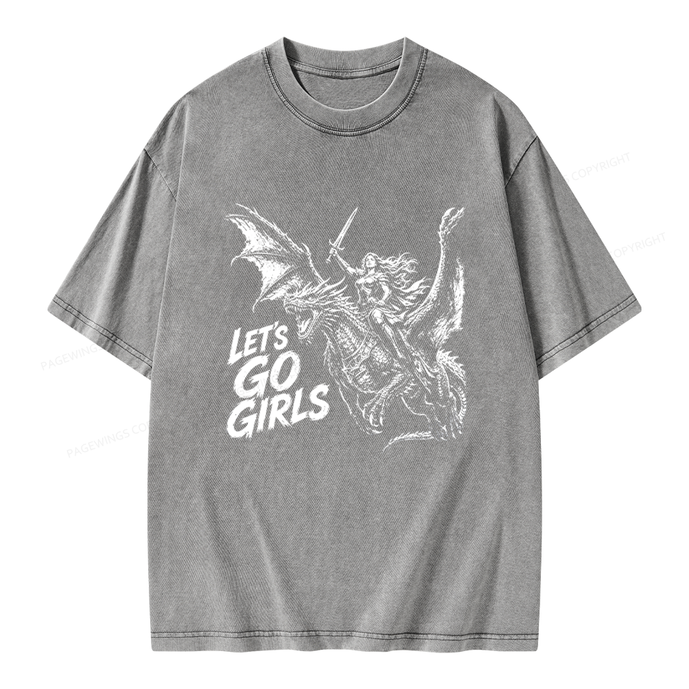 Pagewings Woman Dragon Rider Unisex Washed T-shirt