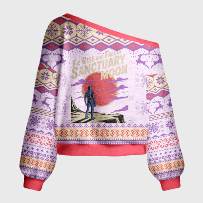 Pagewings Sci Fi Bookish Off Shoulder Ugly Knit Sweater