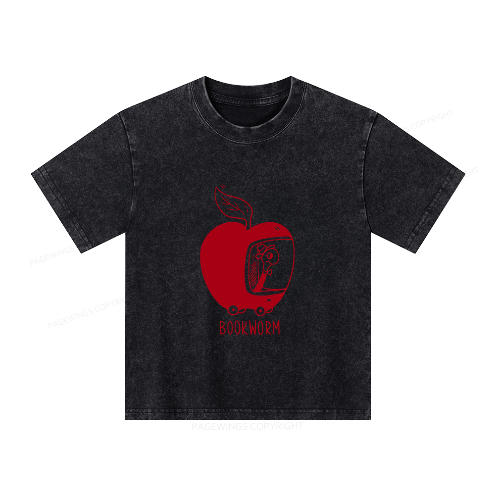 Pagewings Worm Driving Car Unisex Kids Washed T-shirt