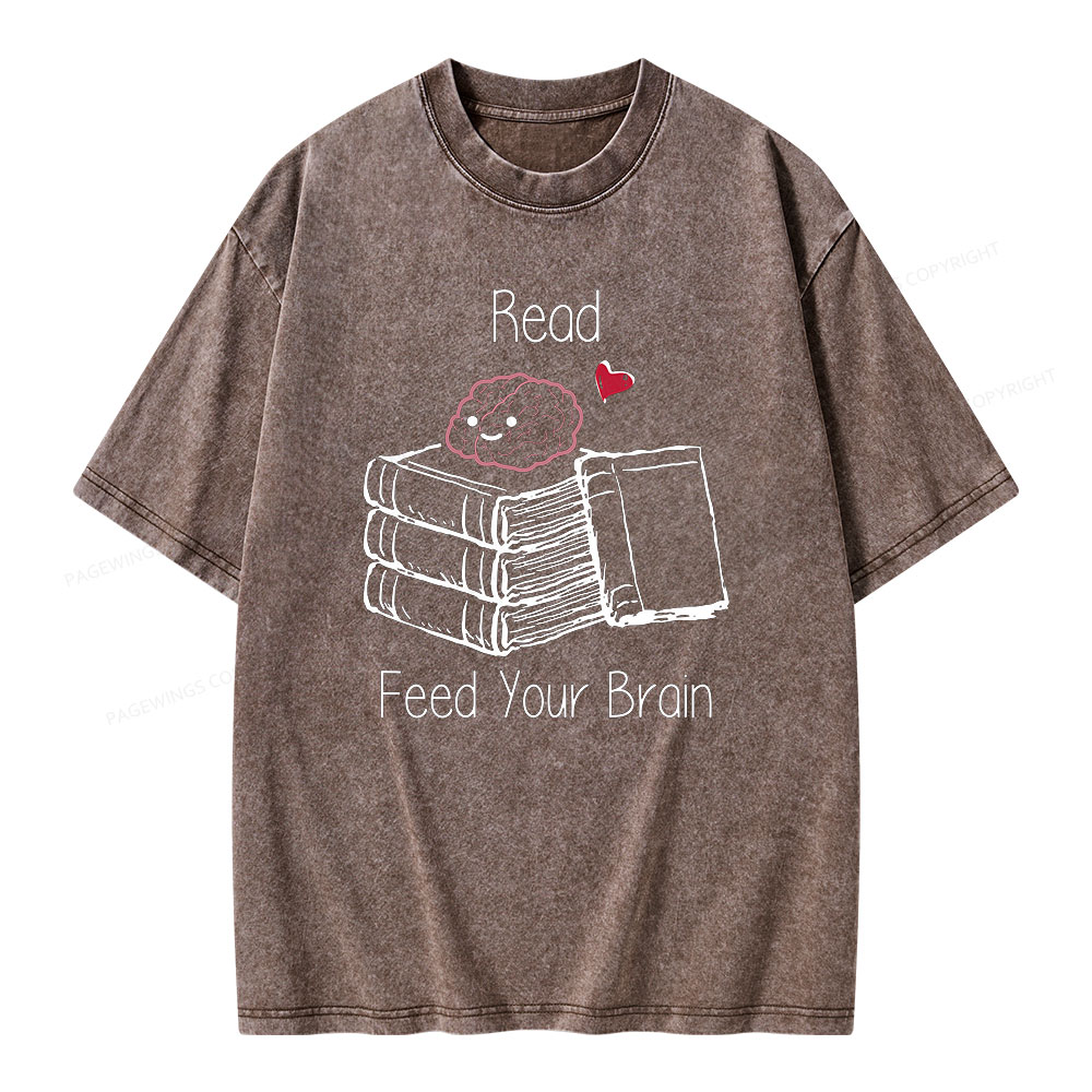 Pagewings Read Feed Your Brain Unisex Washed T-shirt