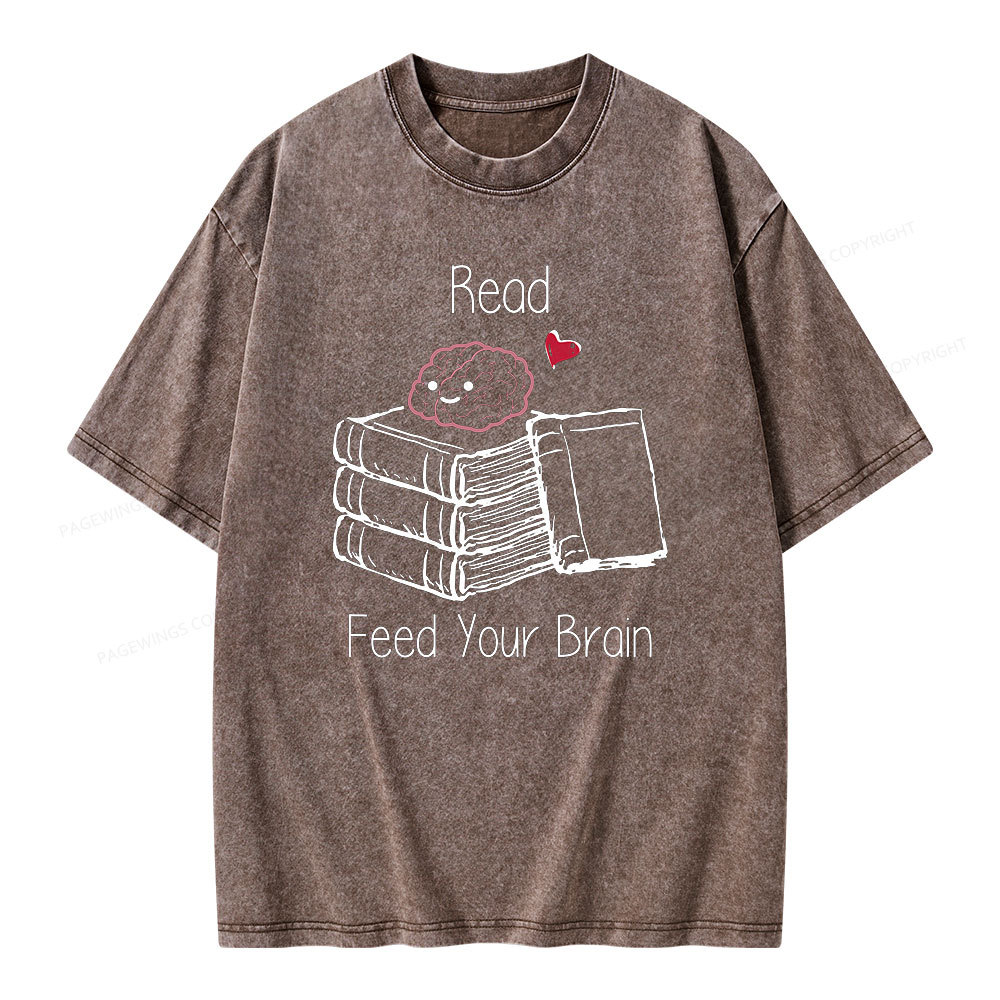 Pagewings Read Feed Your Brain Unisex Washed T-shirt