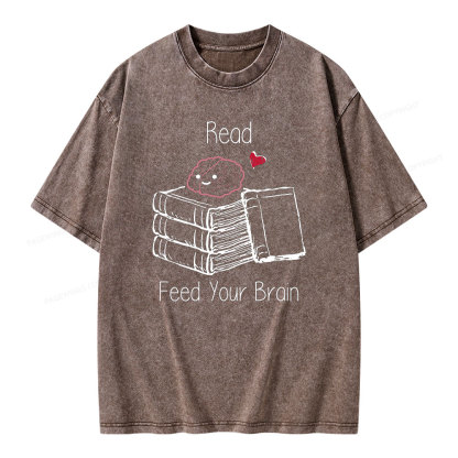 Pagewings Read Feed Your Brain Unisex Washed T-shirt
