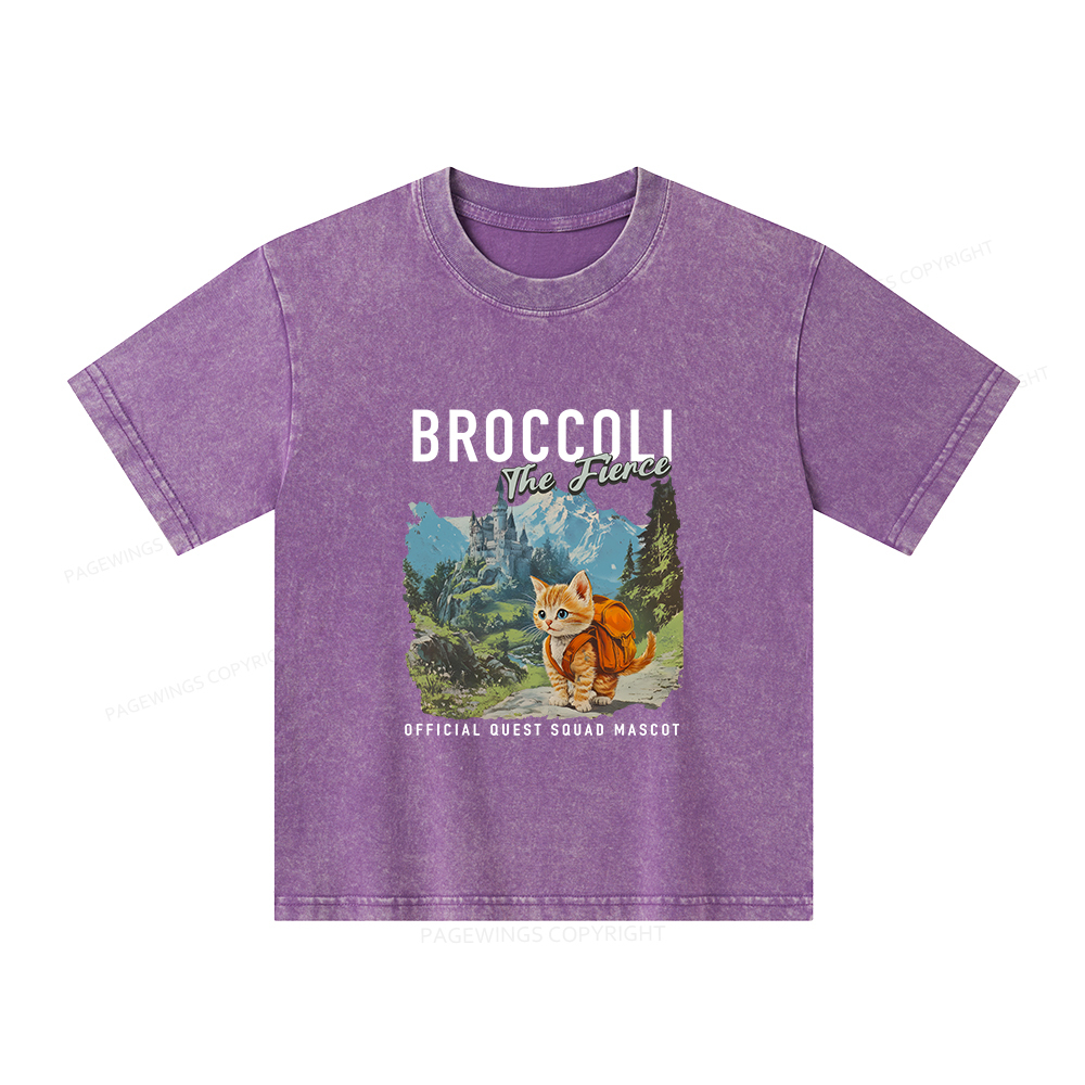 Pagewings Broccoli the Fierce Unisex Kids Washed T-shirt