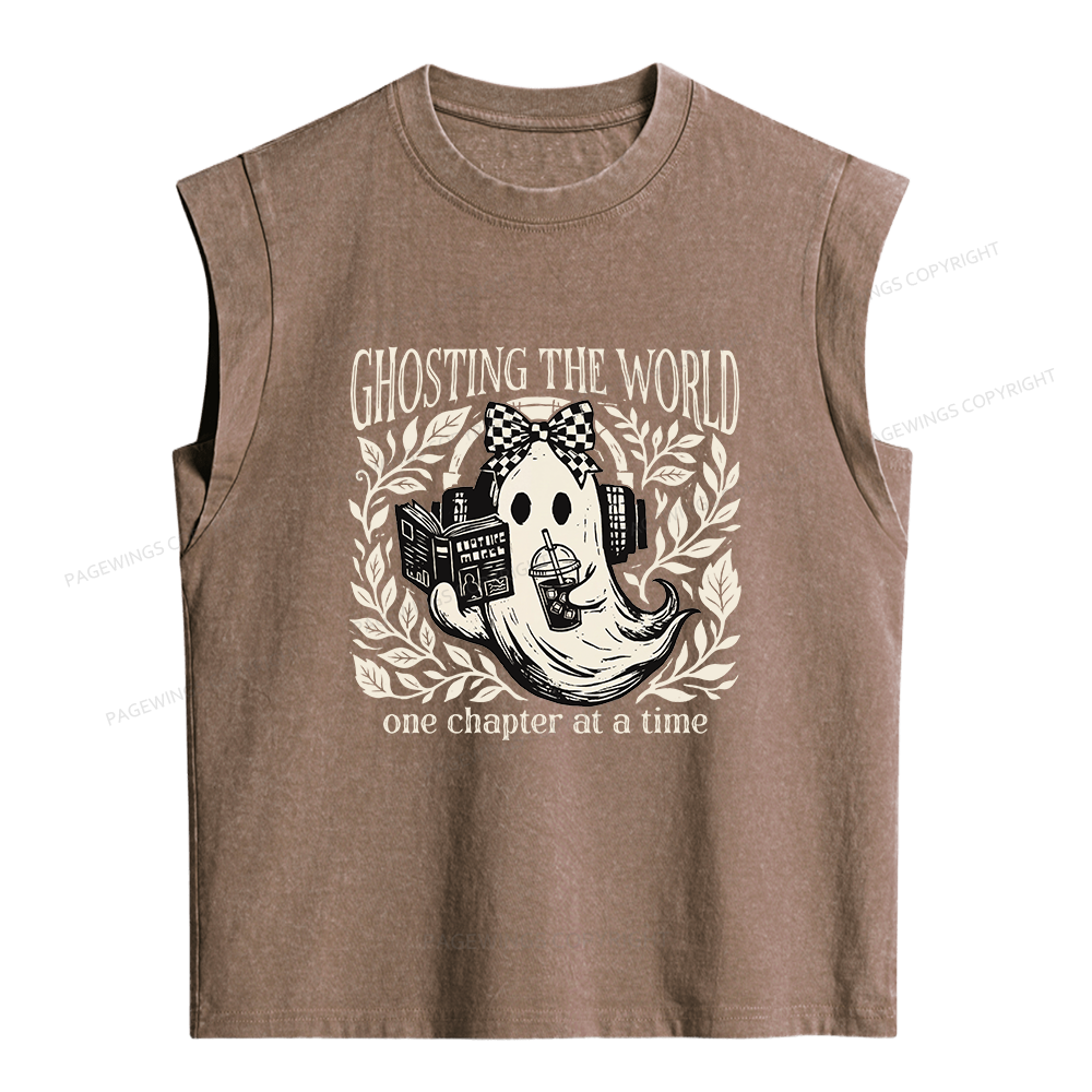 Pagewings Ghost Reading Women's Washed Tank Top