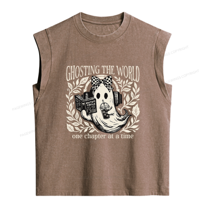 Pagewings Ghost Reading Women's Washed Tank Top