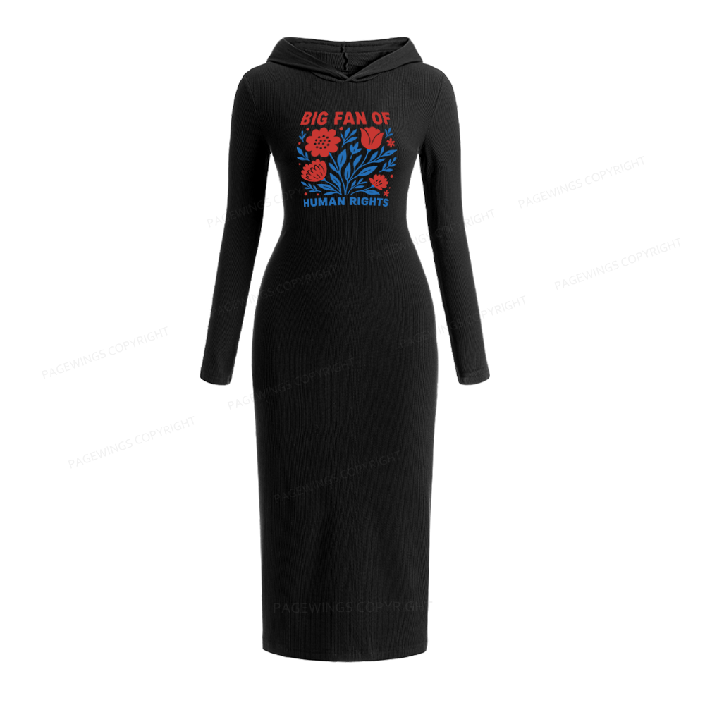 Pagewings Big Fan Of Human Rights Hooded Knit Dress