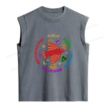 Pagewing Public Libraries Women's Washed Tank Top