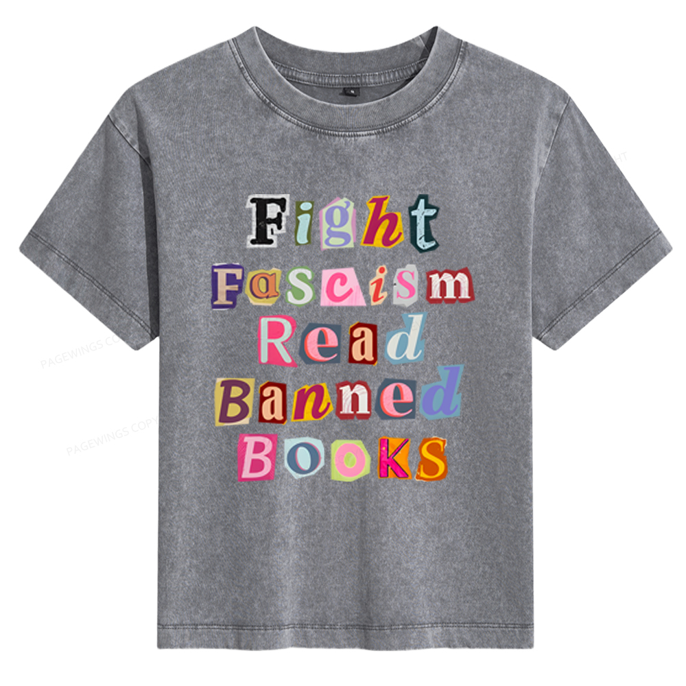 Pagewings Fight Fascism Read Books Women's Washed T-shirt