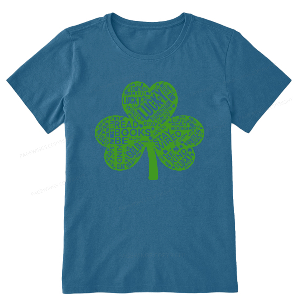 Pagewings St Patricks Day Shirt Lucky Reading Shirt Unisex Classic T-shirt