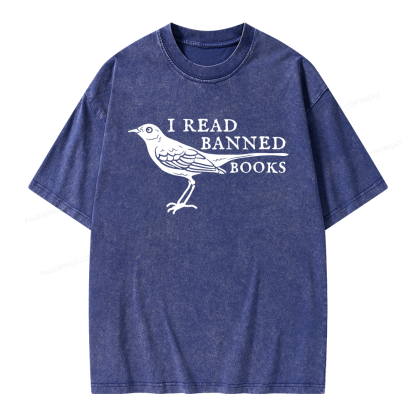 Pagewings Read Banned Books Unisex Washed T-shirt