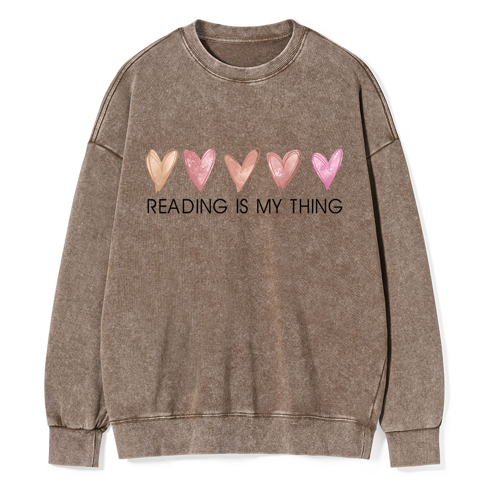 Pagewings Reading is My Thing Unisex Washed Sweatshirt