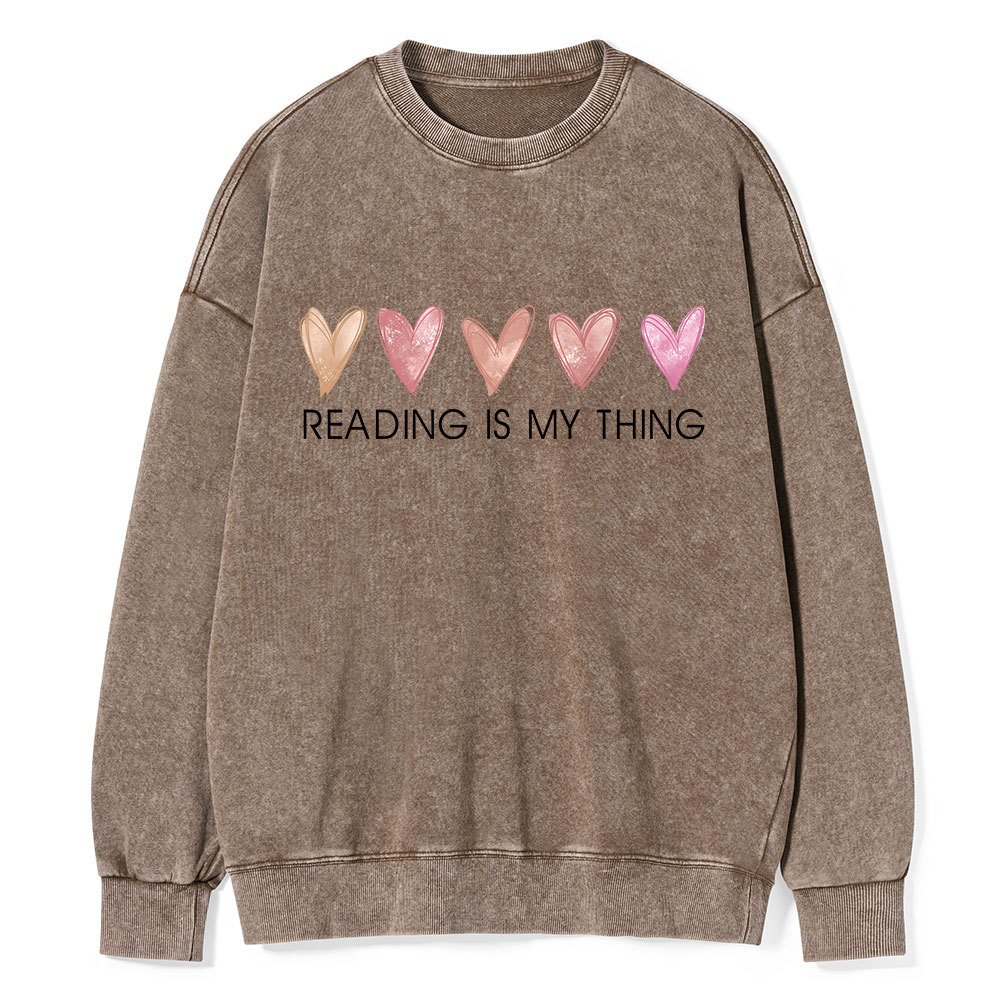 Pagewings Reading is My Thing Unisex Washed Sweatshirt