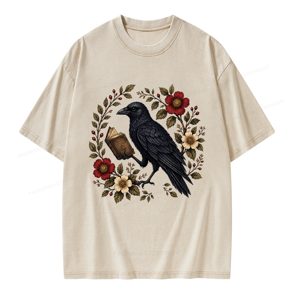Pagewings Black Crow Unisex Washed T-shirt