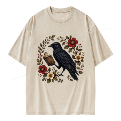 Pagewings Black Crow Unisex Washed T-shirt