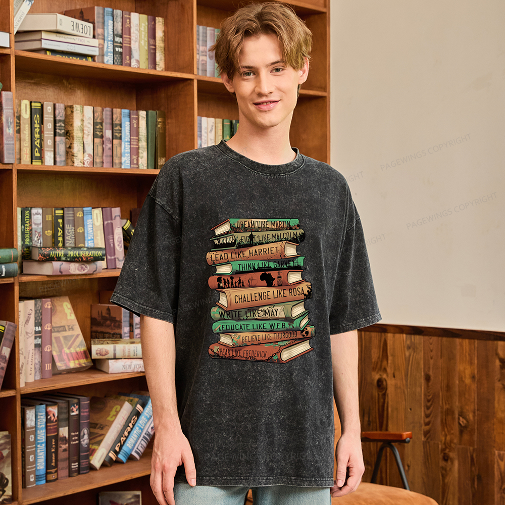 Pagewings Black History Month Books Unisex Washed T-shirt