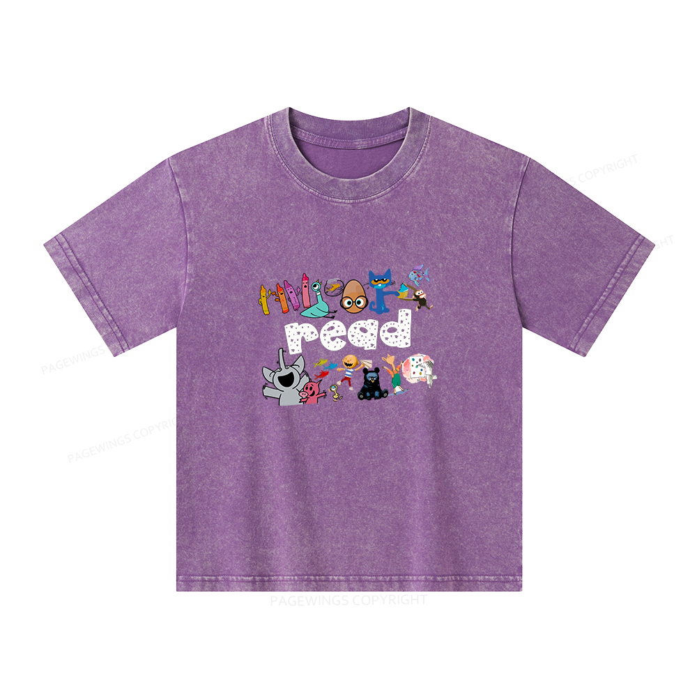 Pagewings Reading Bookish Unisex Kids Washed T-shirt