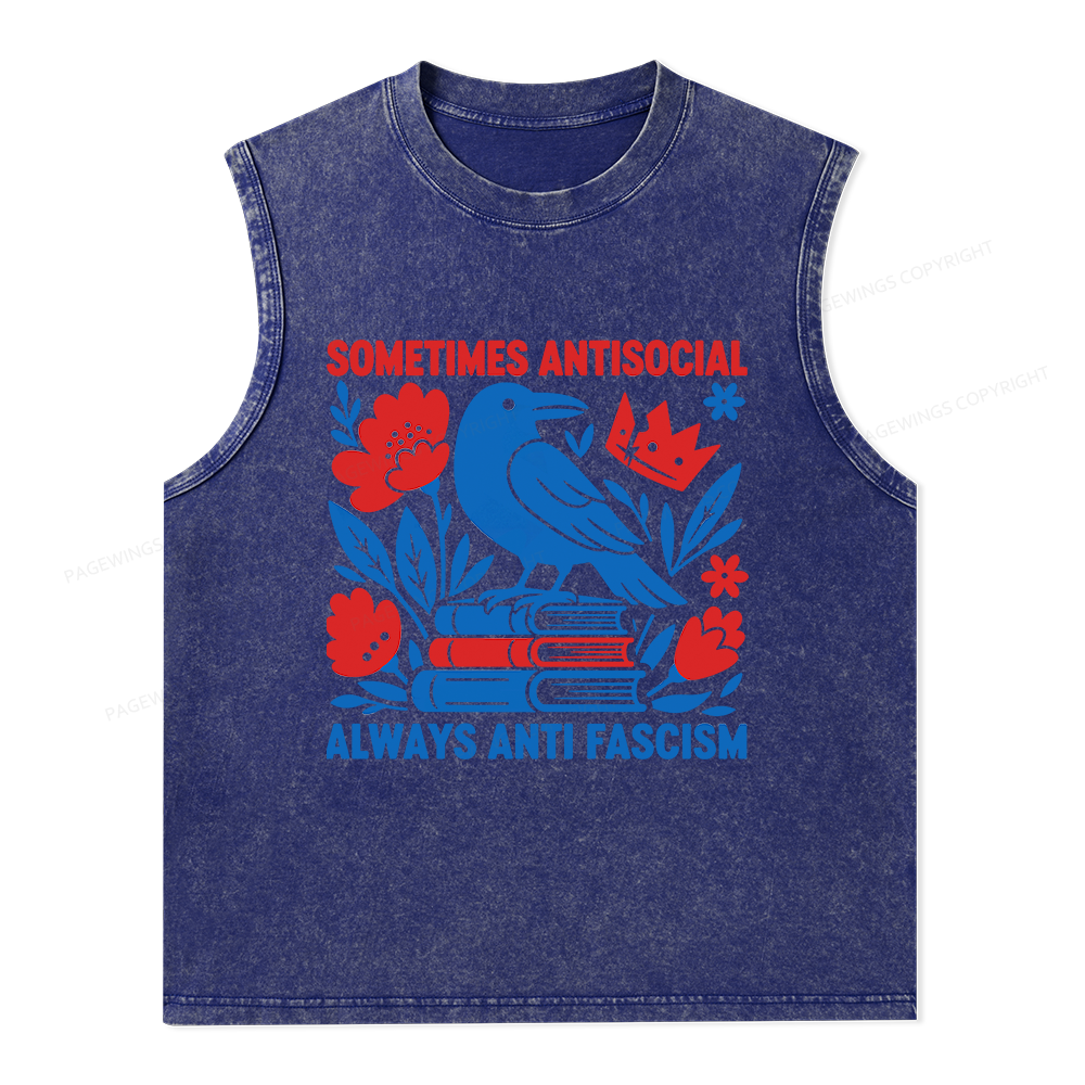 Pagewings Anti Fascism Unisex Washed Tank Top