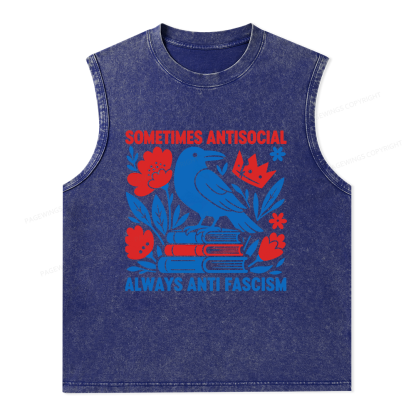Pagewings Anti Fascism Unisex Washed Tank Top