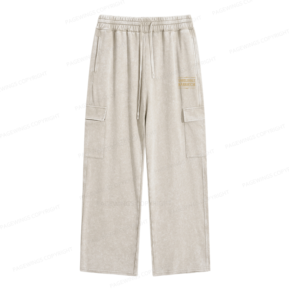 Pagewings Unreliable Narrator Unisex Washed Cargo Sweatpants