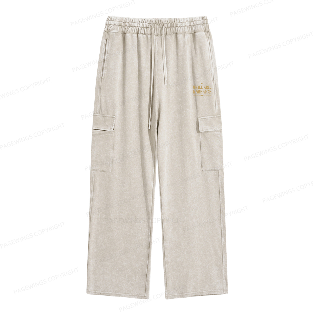 Pagewings Unreliable Narrator Unisex Washed Cargo Sweatpants