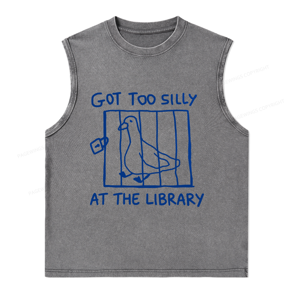 Pagewings Got Too Silly At The Library Unisex Washed Tank Top