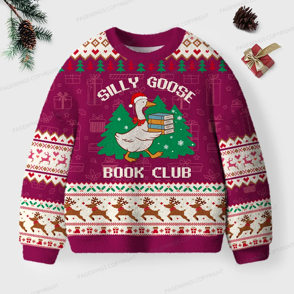 Pagewings Silly Goose Book Club Unisex Ugly Knit Sweatshirt