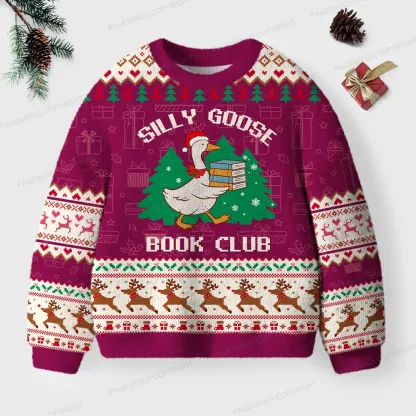 Pagewings Silly Goose Book Club Unisex Ugly Knit Sweatshirt
