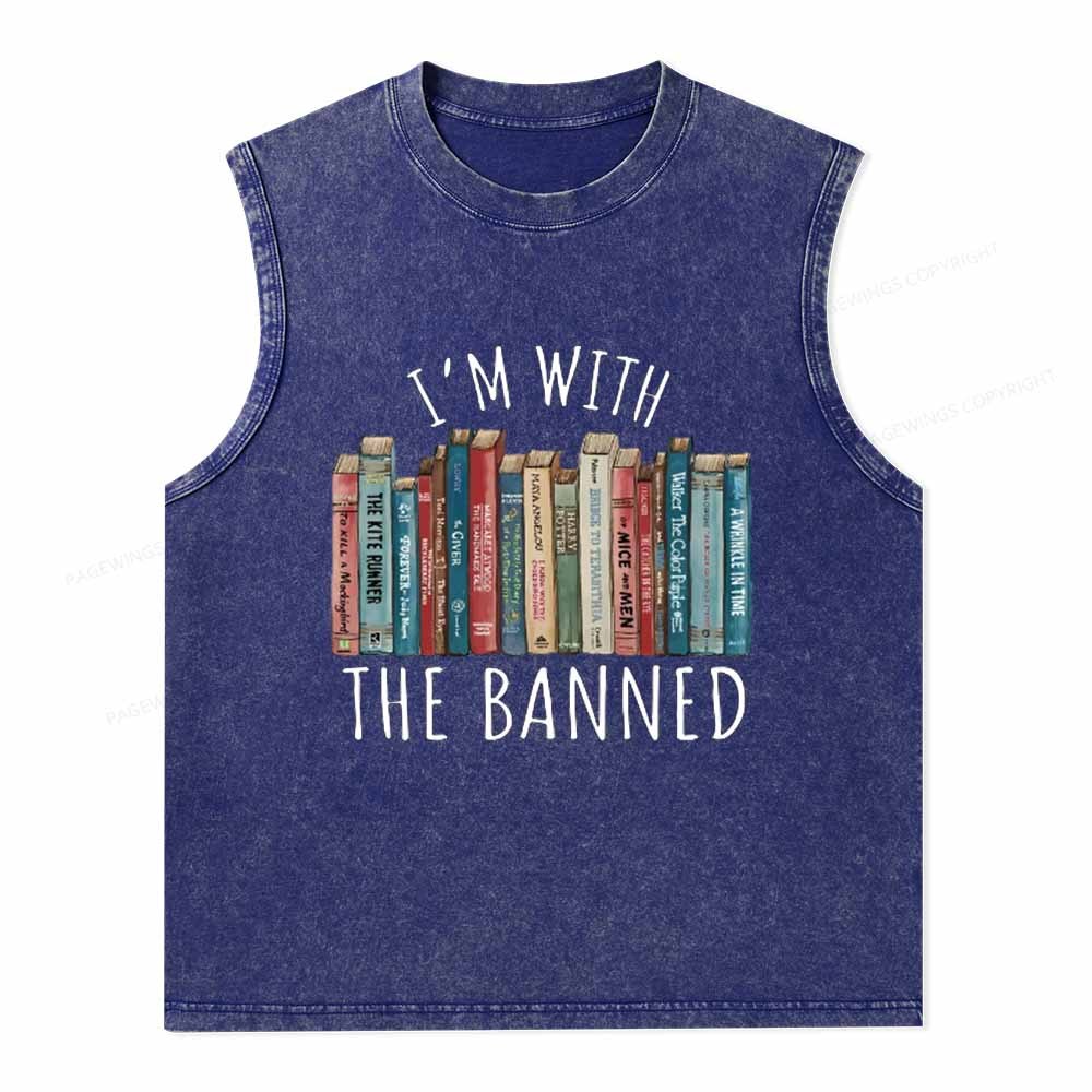 Pagewings I'm With The Banned Unisex Washed Tank Top