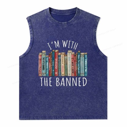 Pagewings I'm With The Banned Unisex Washed Tank Top