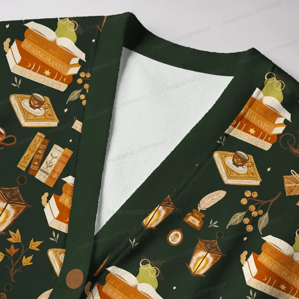 Pagewings Cozy Autumn Reading Unisex Ugly Cardigan Sweaters