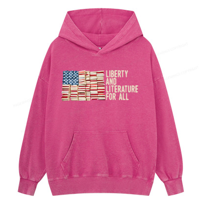 Pagewings Liberty And Literature For All Unisex Washed Hoodie