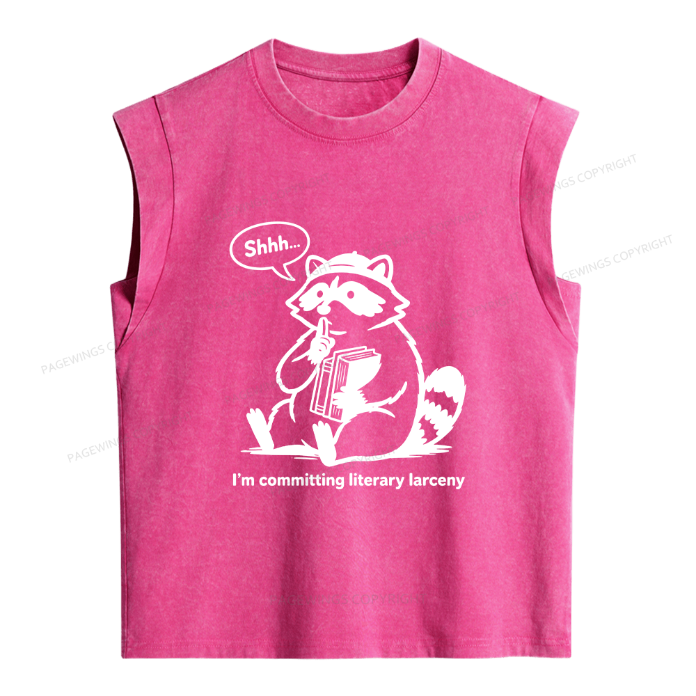 Pagewings I’m Committing Literary Larcen Women's Washed Tank Top