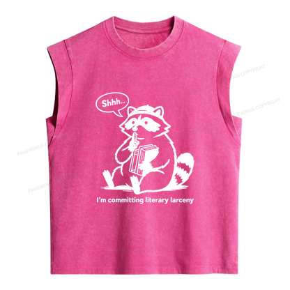 Pagewings I’m Committing Literary Larcen Women's Washed Tank Top