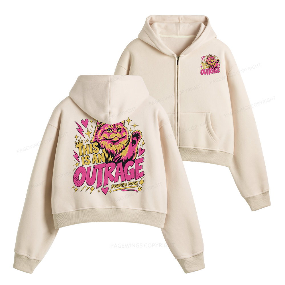Pagewings This Is An Outrage Fleece Zip-Up Hoodie