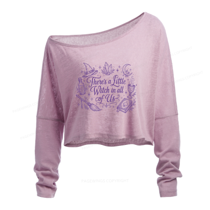 Pagewings Mystical Witchy Slouchy Long Sleeve Off Shoulder T-shirt