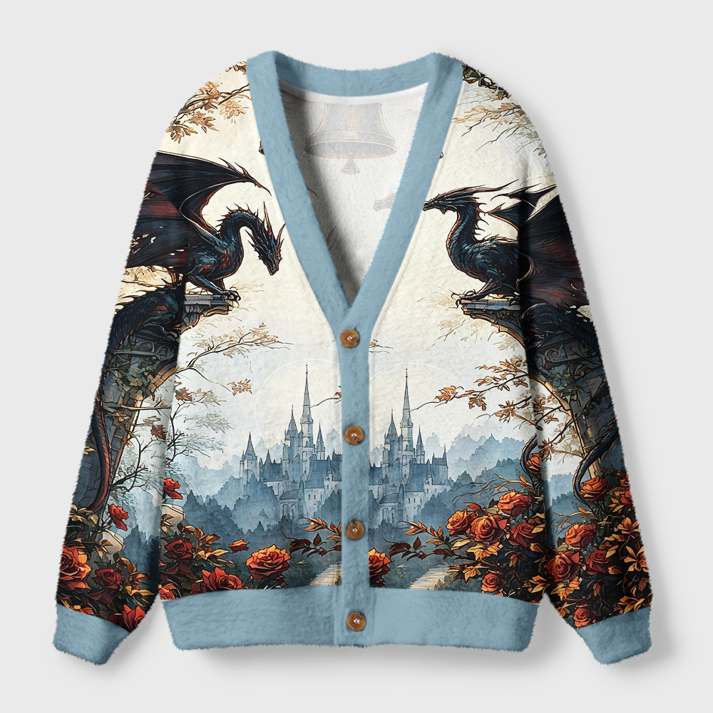 Pagewings Book Dragon Light Knit Unisex Cardigan Sweaters