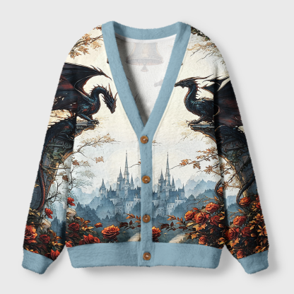 Pagewings Book Dragon Light Knit Unisex Cardigan Sweaters