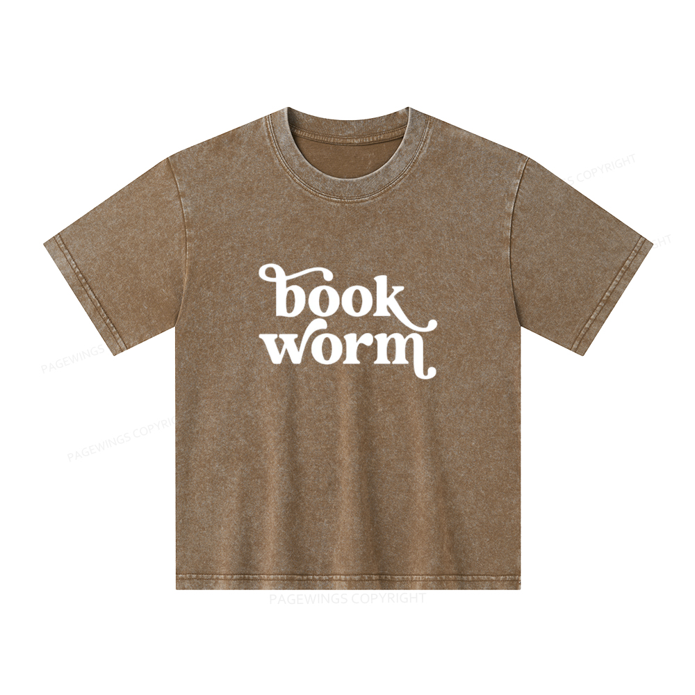 Pagewings Book Worm Unisex Kids Washed T-shirt