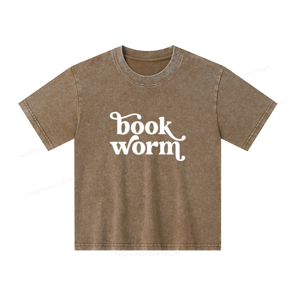 Pagewings Book Worm Unisex Kids Washed T-shirt