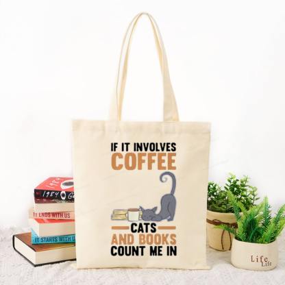 Pagewings Cats Reading Books Coffee Tote Bag