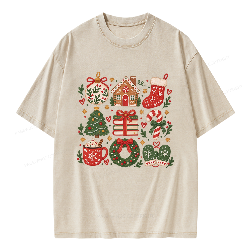Pagewings Christmas Gift Unisex Washed T-shirt